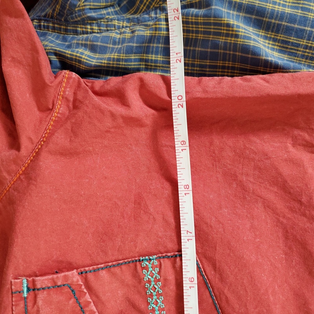 Western Long Sleeve Snap Womens Shirt L Large Cowboy Cowgirl Red Embroidered - Picture 7 of 8